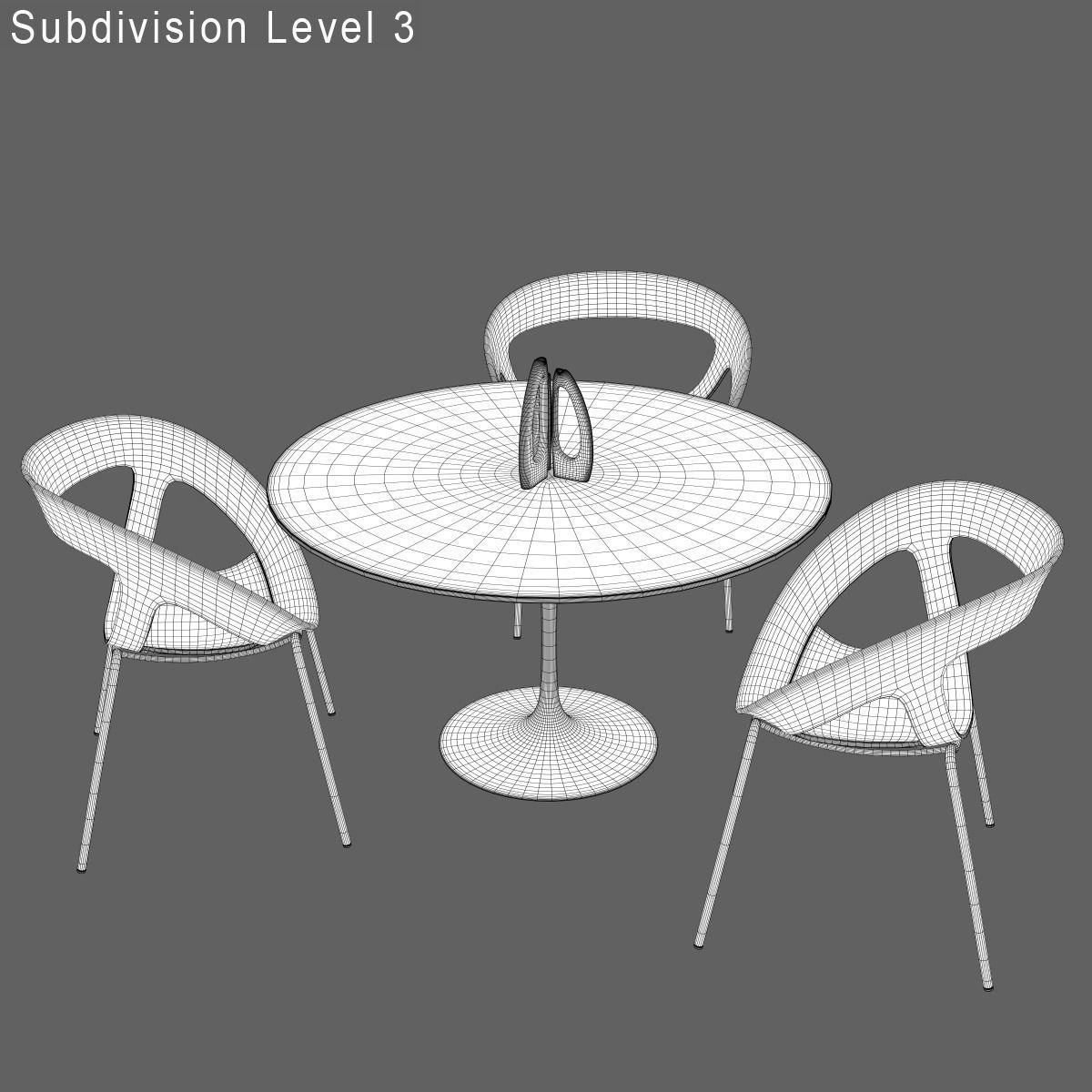 Chairs and Table for Arch Viz Low-poly 3D model_9