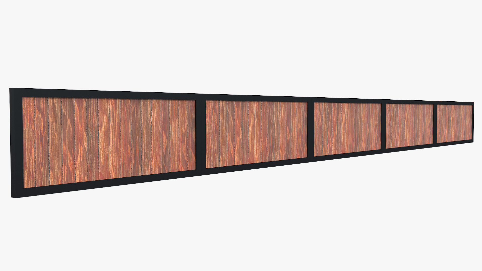 Modular Wooden Fence Low-poly 3D model_2