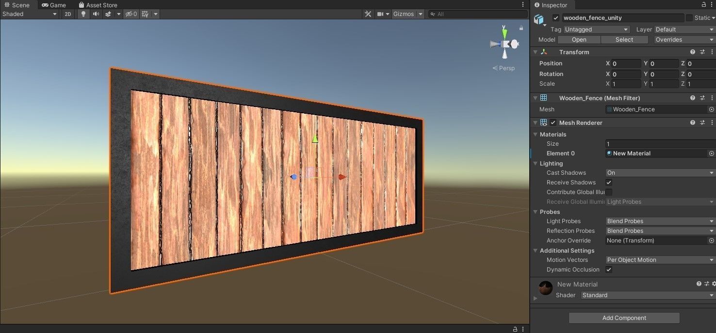 Modular Wooden Fence Low-poly 3D model_11