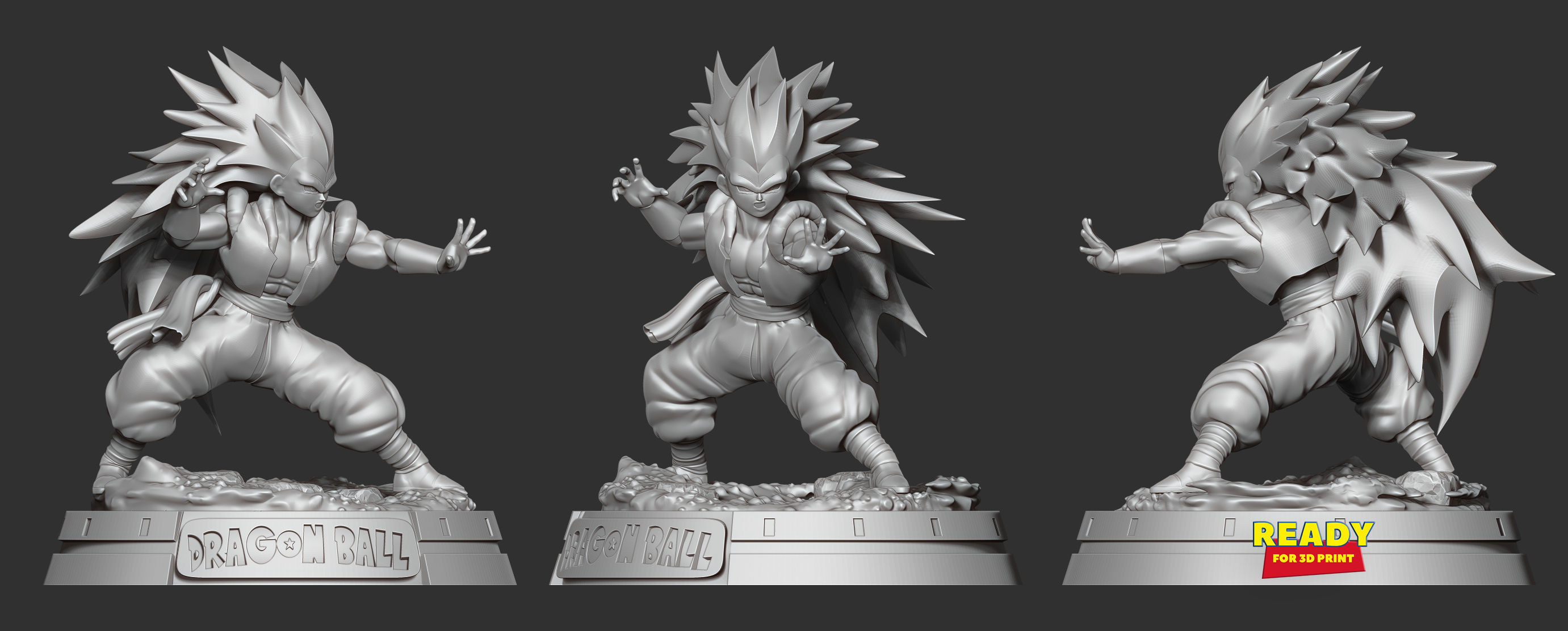 Gotenks dragon ball z statue 3D print model_4