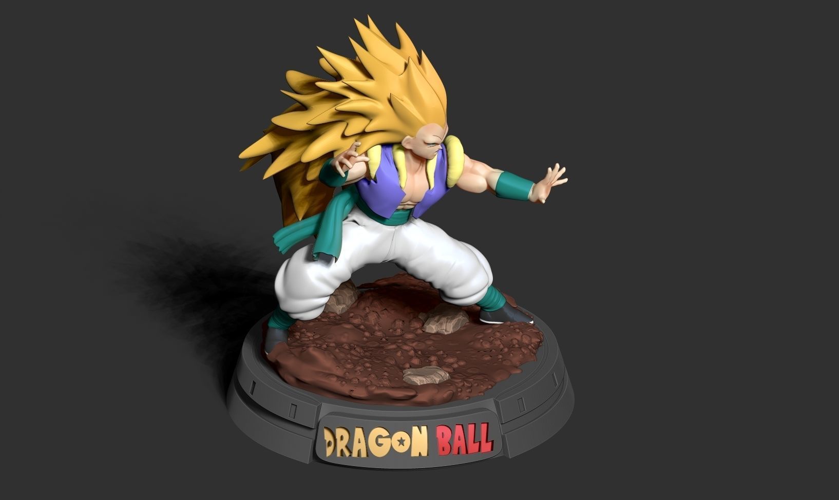 Gotenks dragon ball z statue 3D print model_11