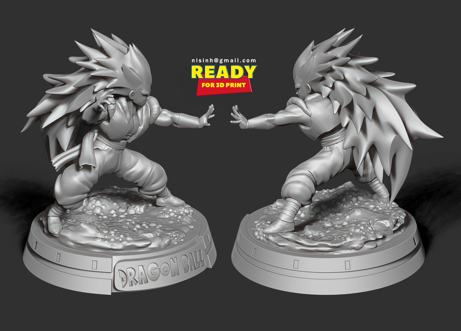 Gotenks dragon ball z statue 3D print model_3