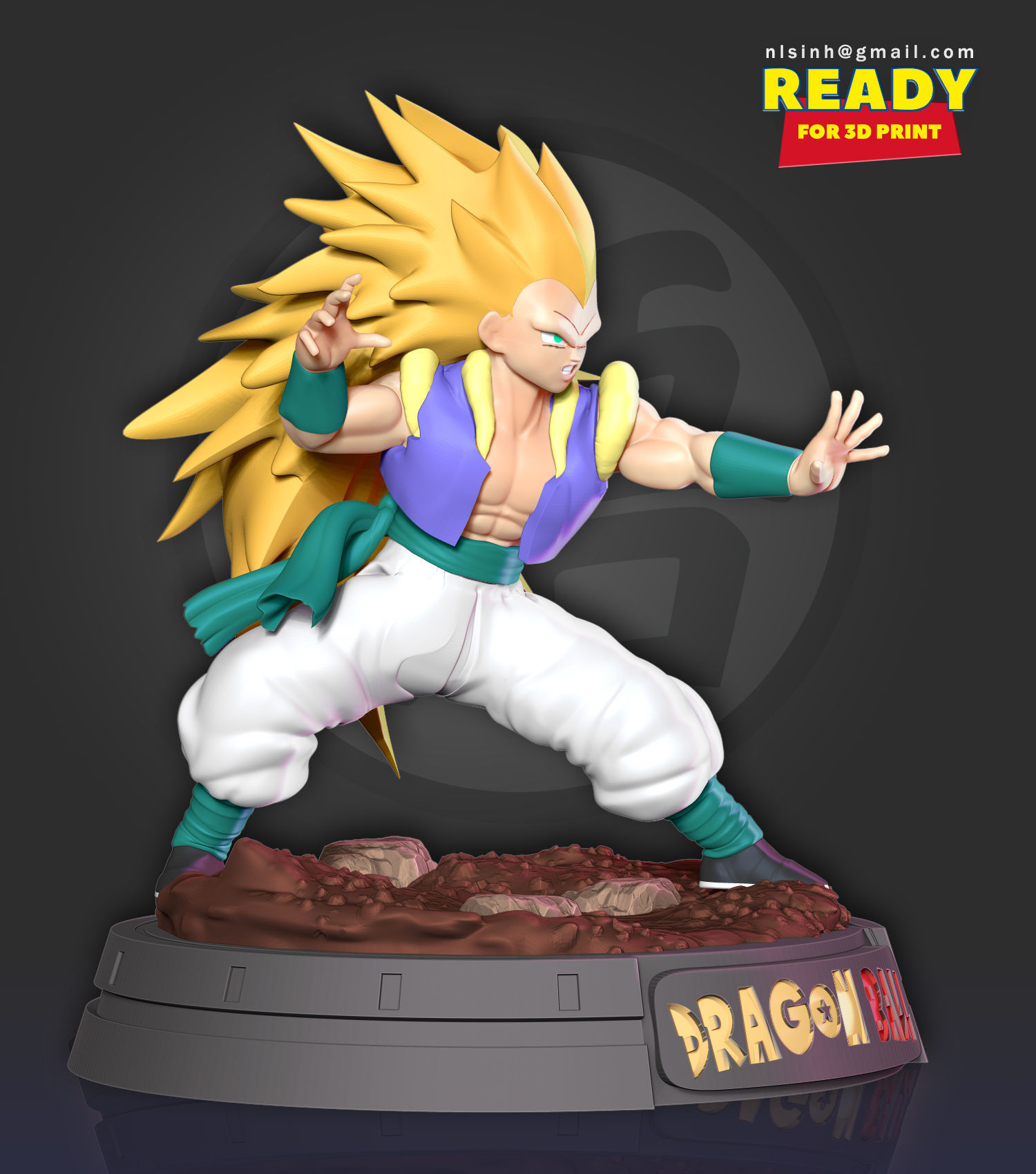 Gotenks dragon ball z statue 3D print model_16