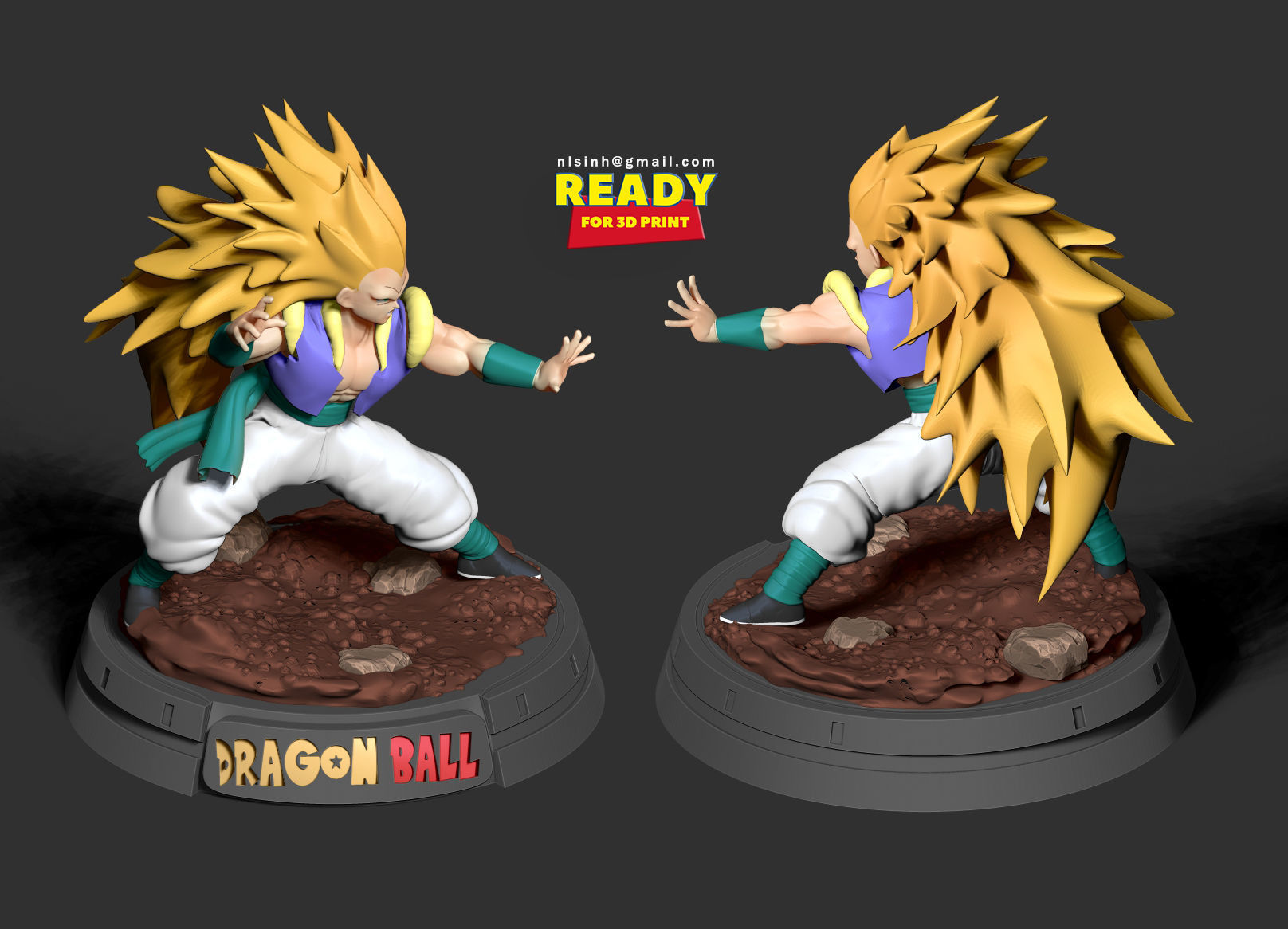 Gotenks dragon ball z statue 3D print model_5