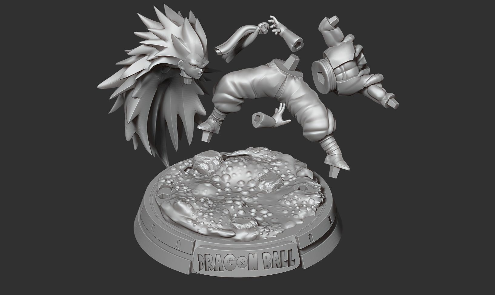 Gotenks dragon ball z statue 3D print model_2