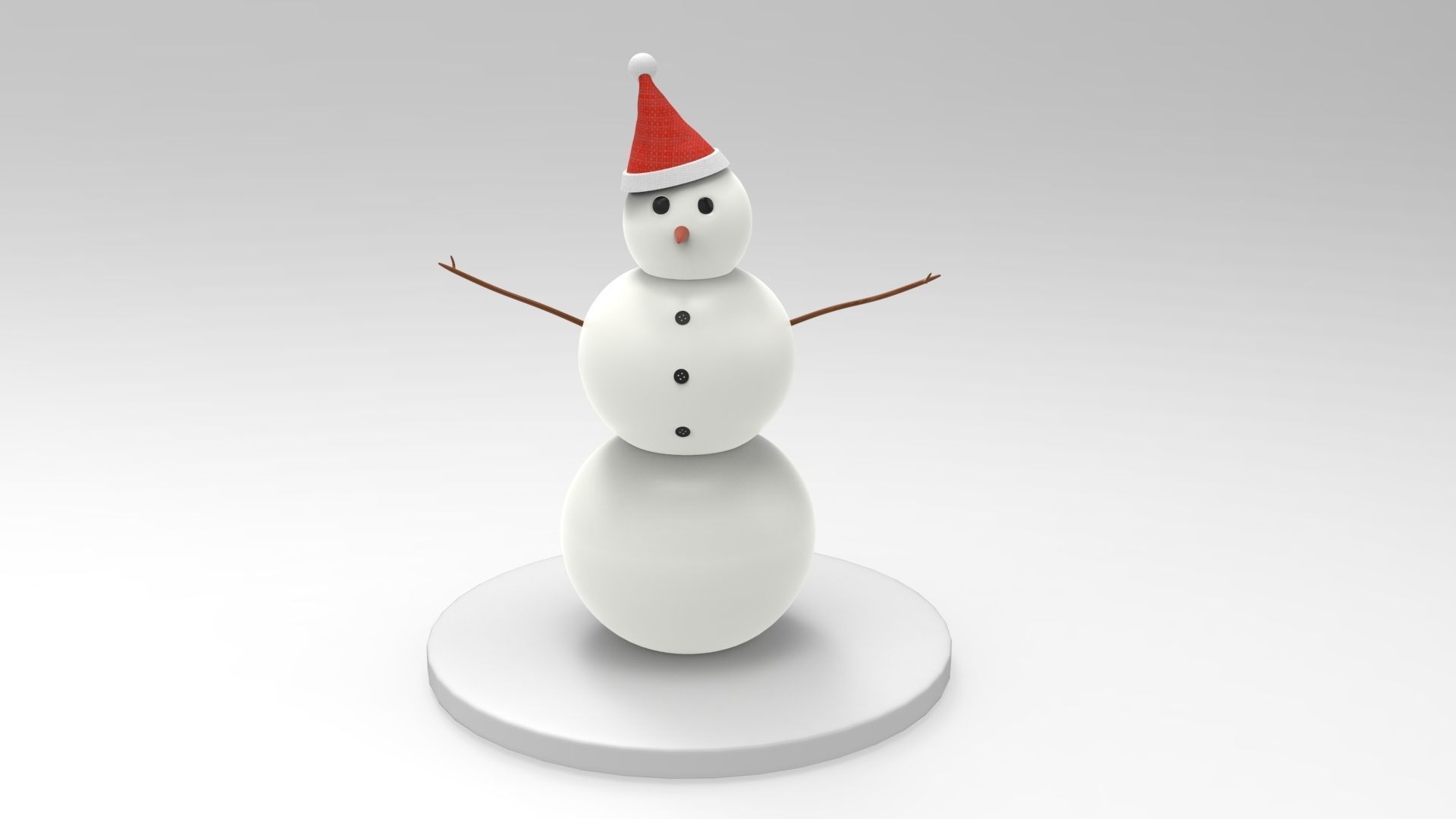 Snowman 3d model wearing santa hat 3D model_1