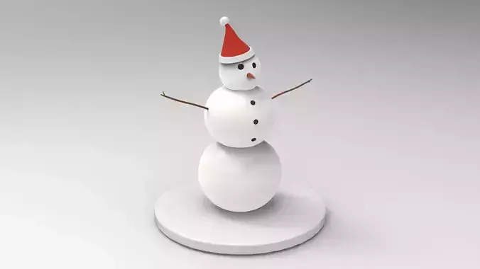 Snowman 3d model wearing santa hat