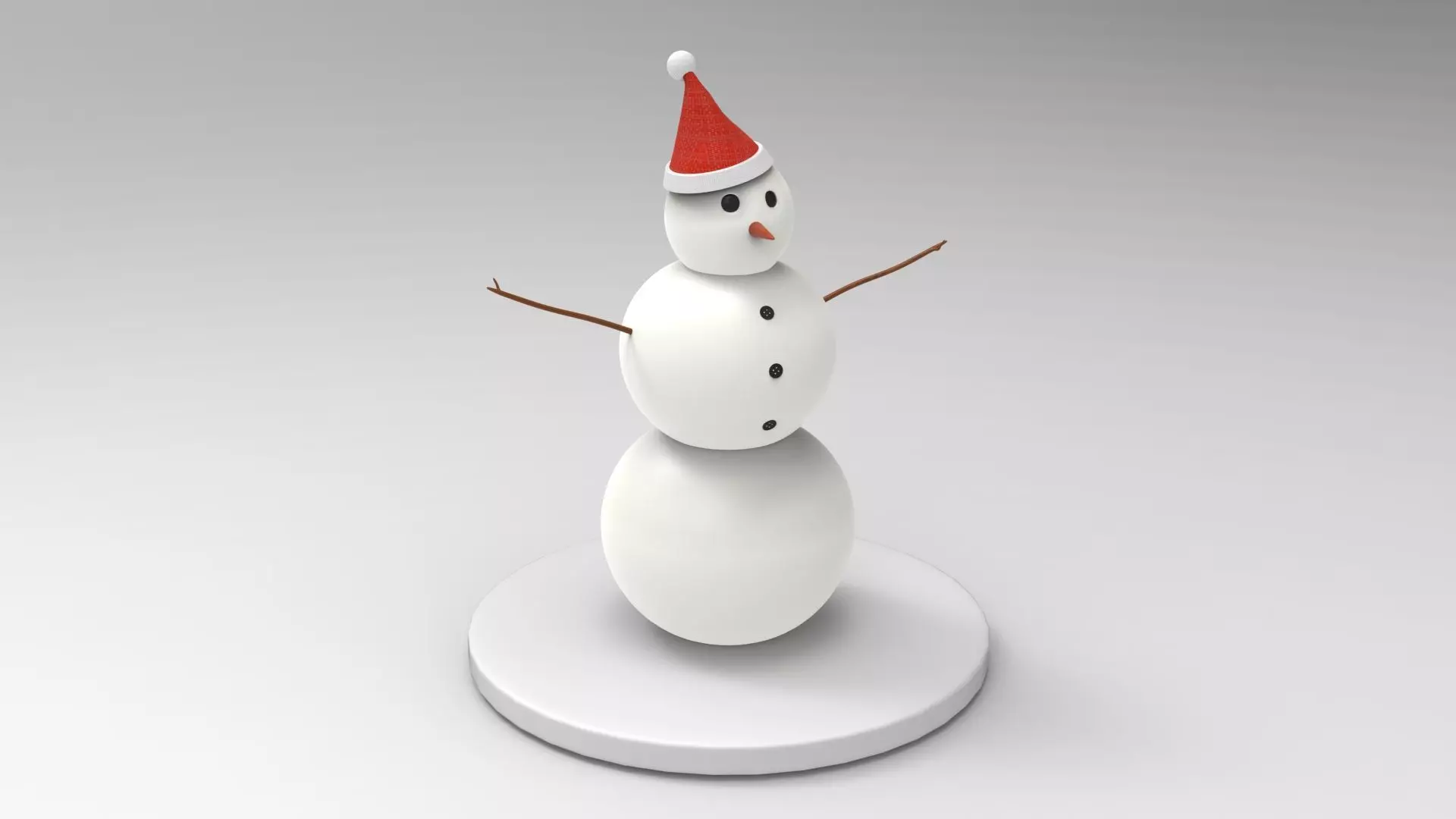 Snowman 3d model wearing santa hat 3D model_0