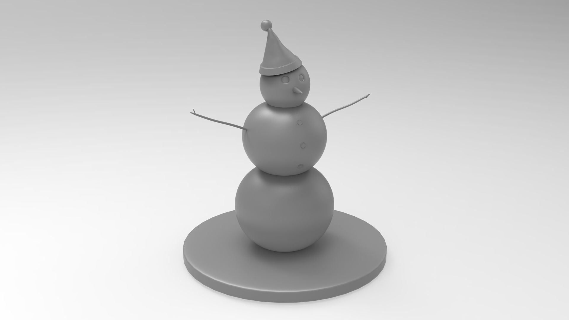 Snowman 3d model wearing santa hat 3D model_2