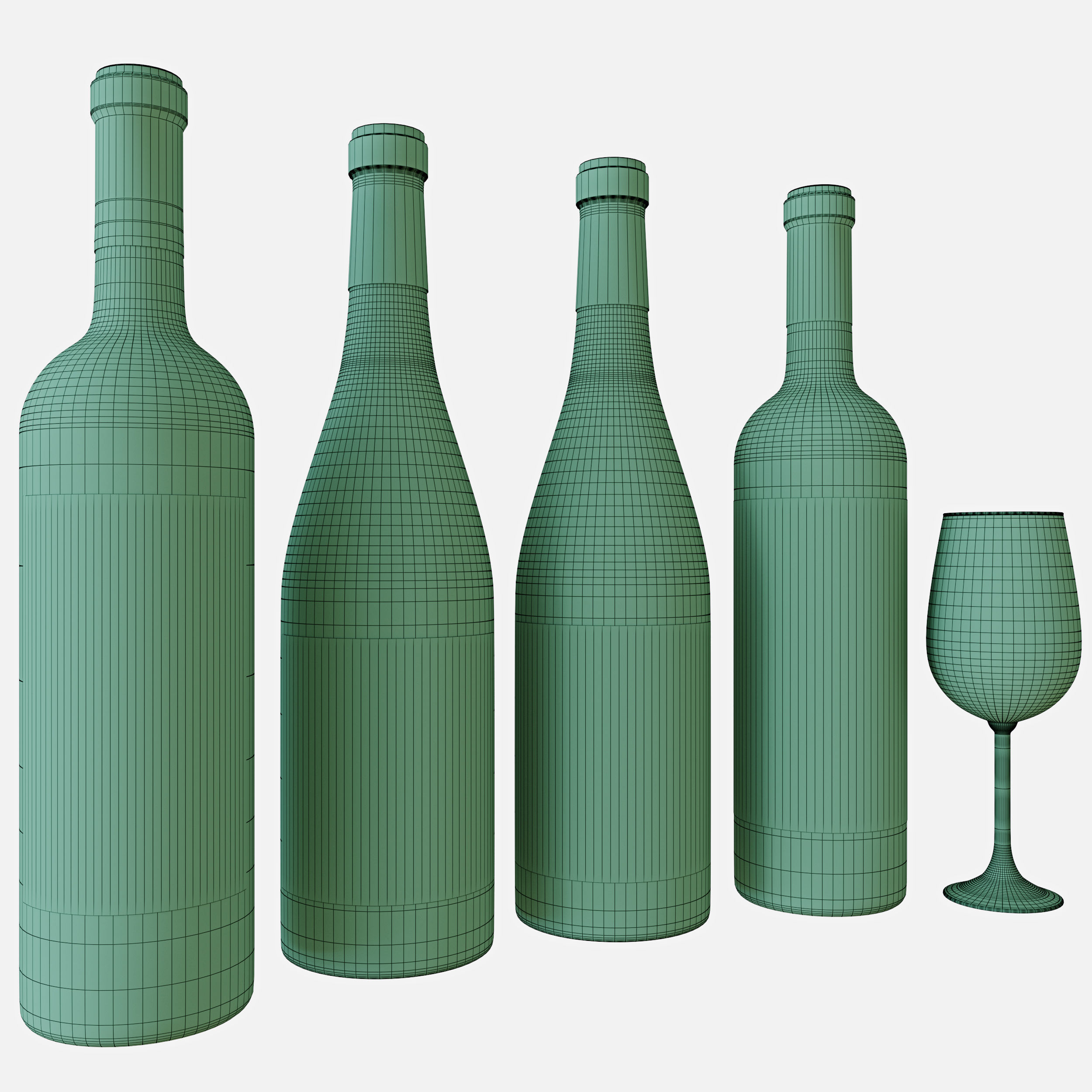 wine bottle set 15 3D model_4