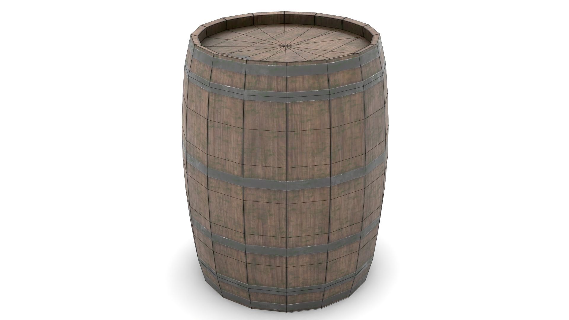 Wooden Barrel Low-poly 3D model_18