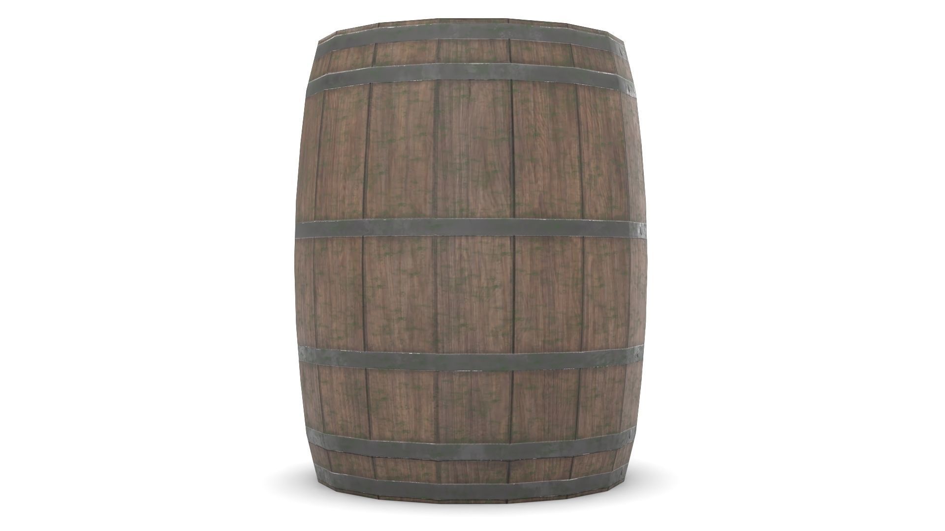 Wooden Barrel Low-poly 3D model_5