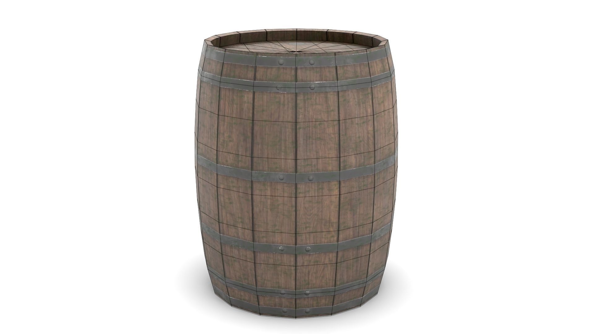 Wooden Barrel Low-poly 3D model_11