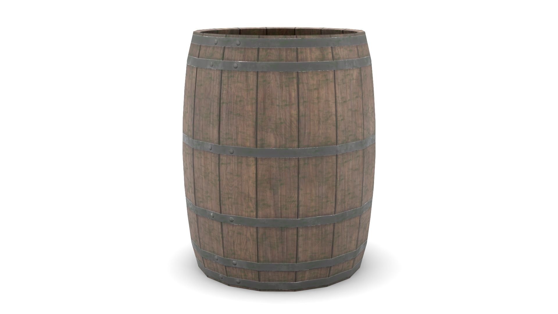 Wooden Barrel Low-poly 3D model_3