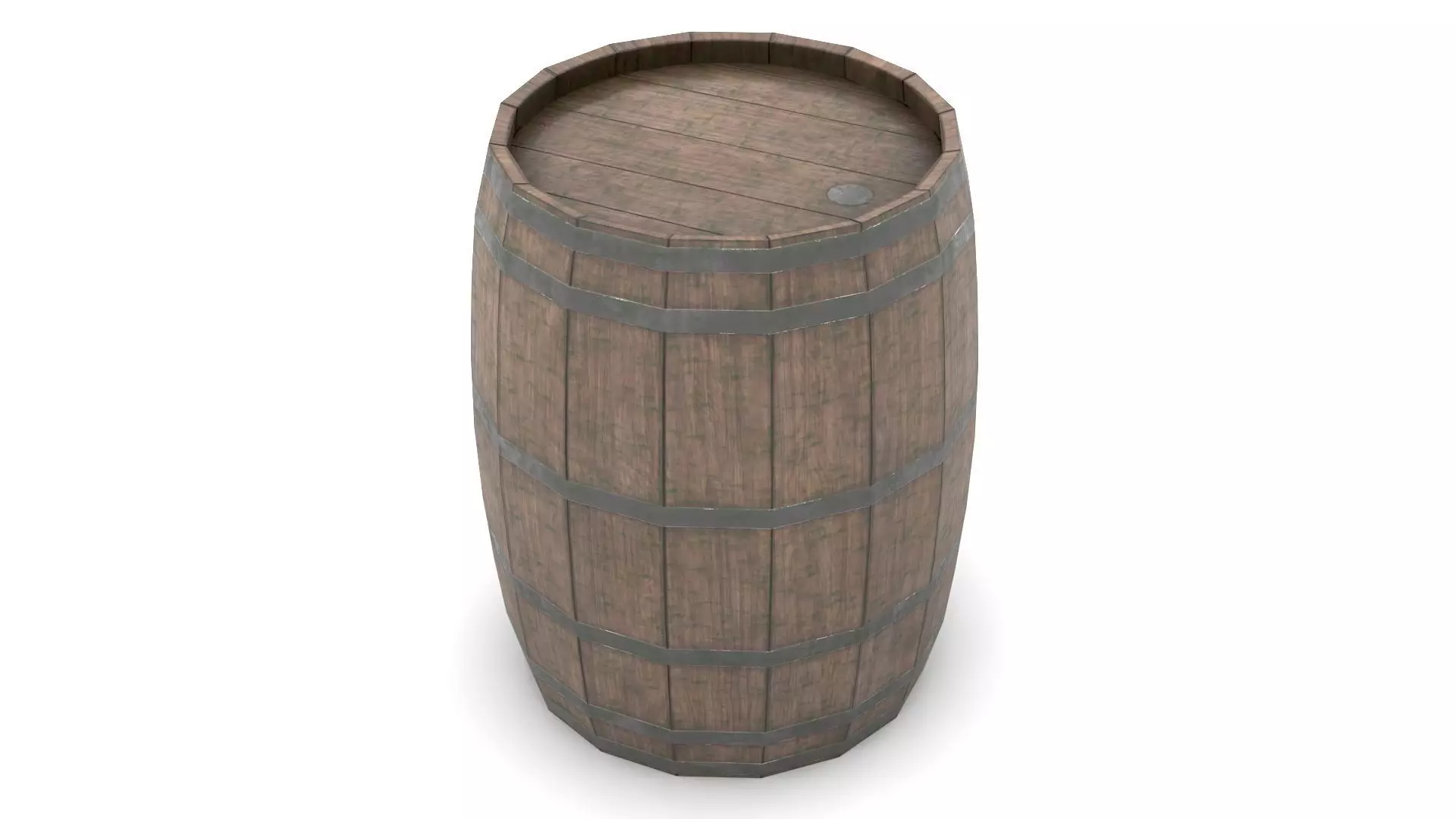 Wooden Barrel Low-poly 3D model_0