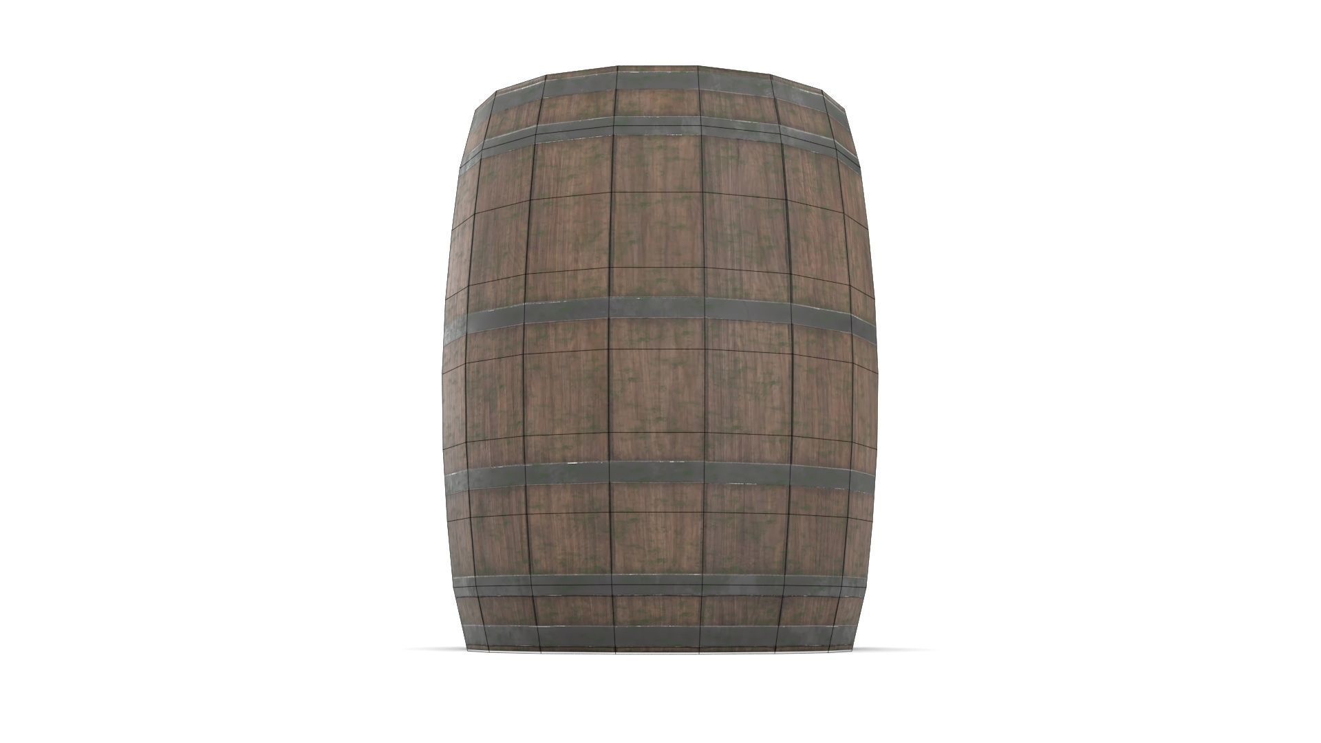 Wooden Barrel Low-poly 3D model_19