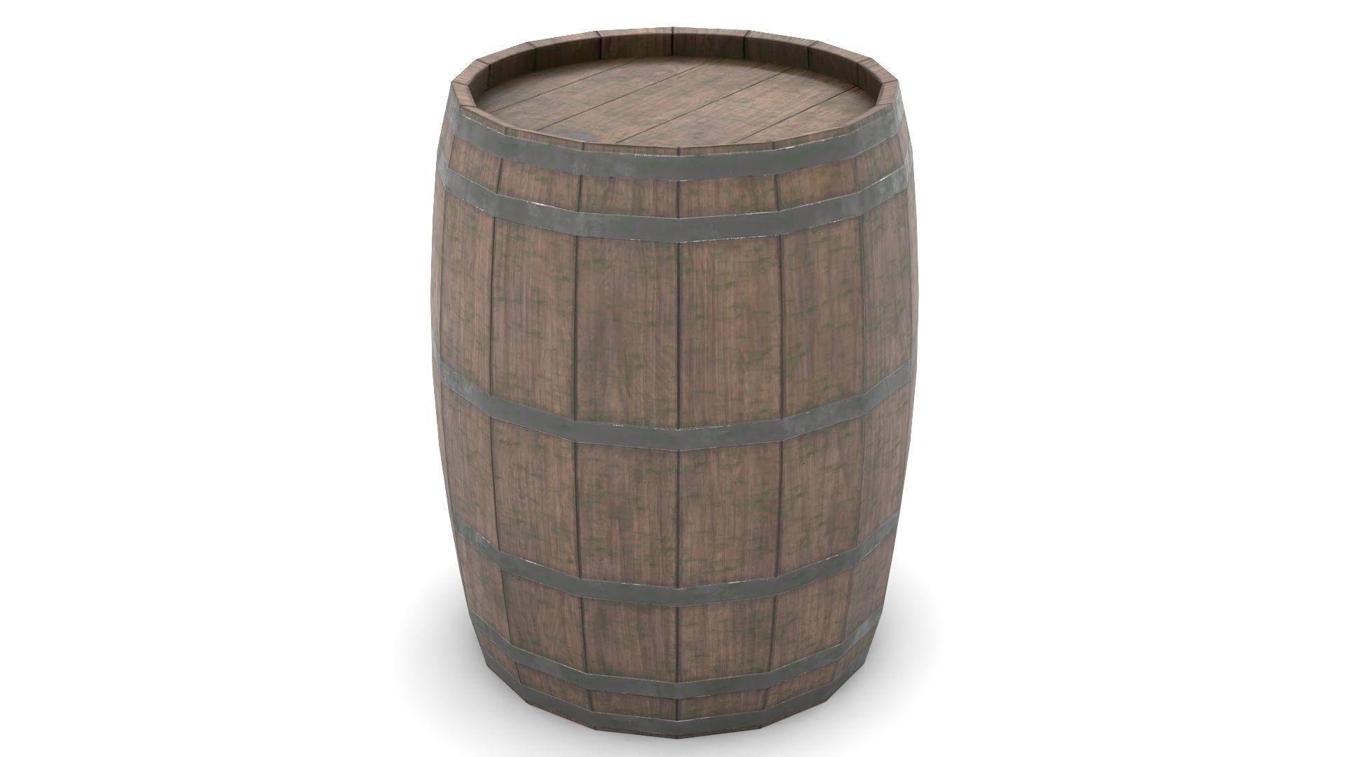 Wooden Barrel Low-poly 3D model_8