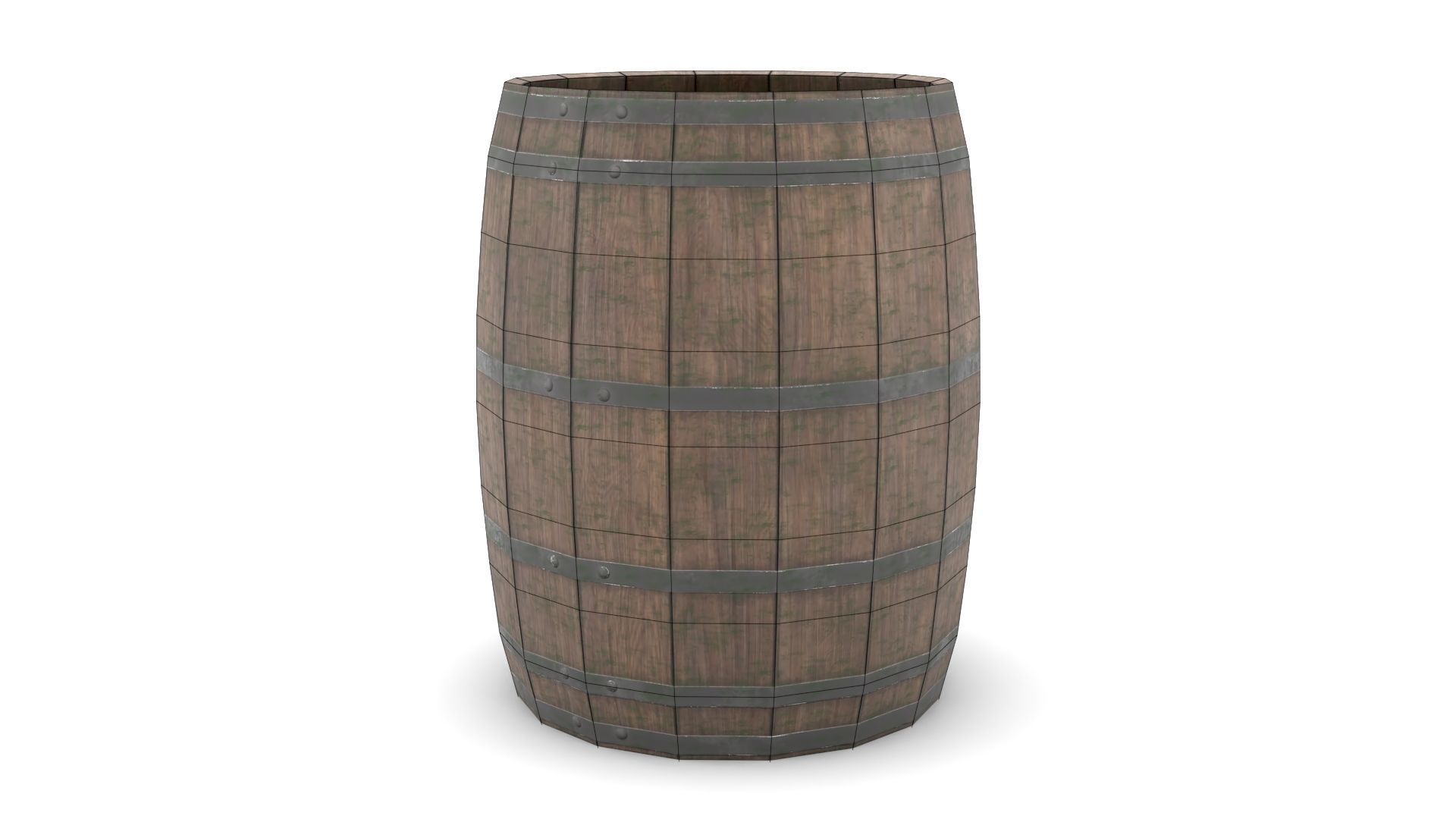 Wooden Barrel Low-poly 3D model_13