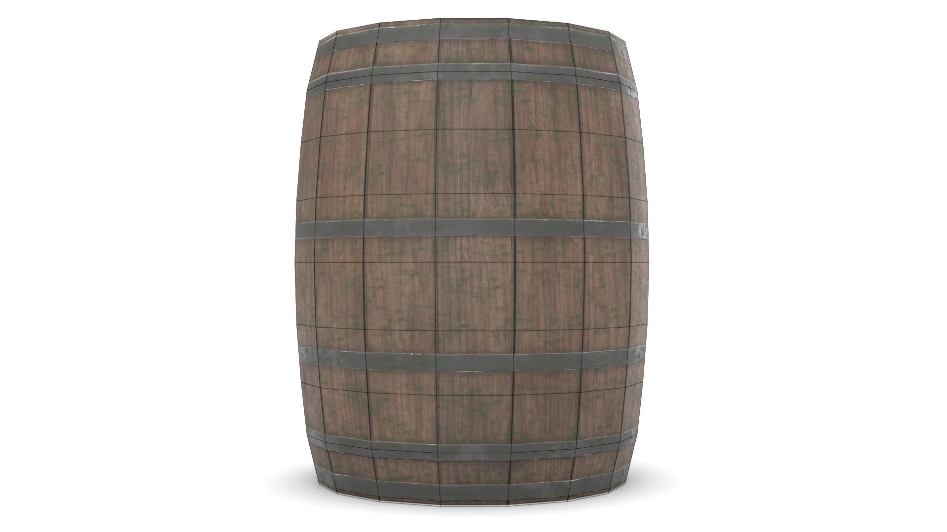Wooden Barrel Low-poly 3D model_15