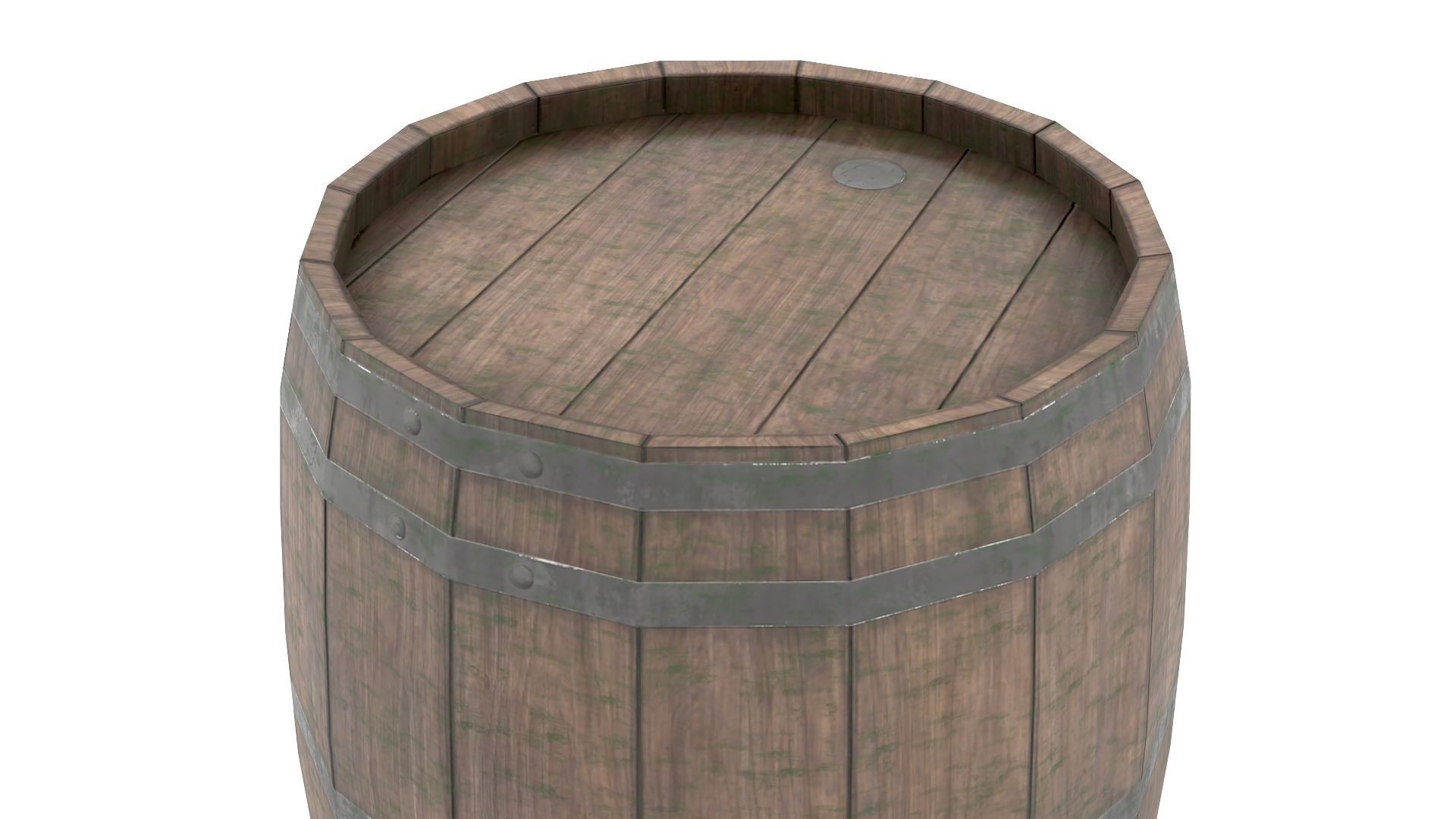 Wooden Barrel Low-poly 3D model_6