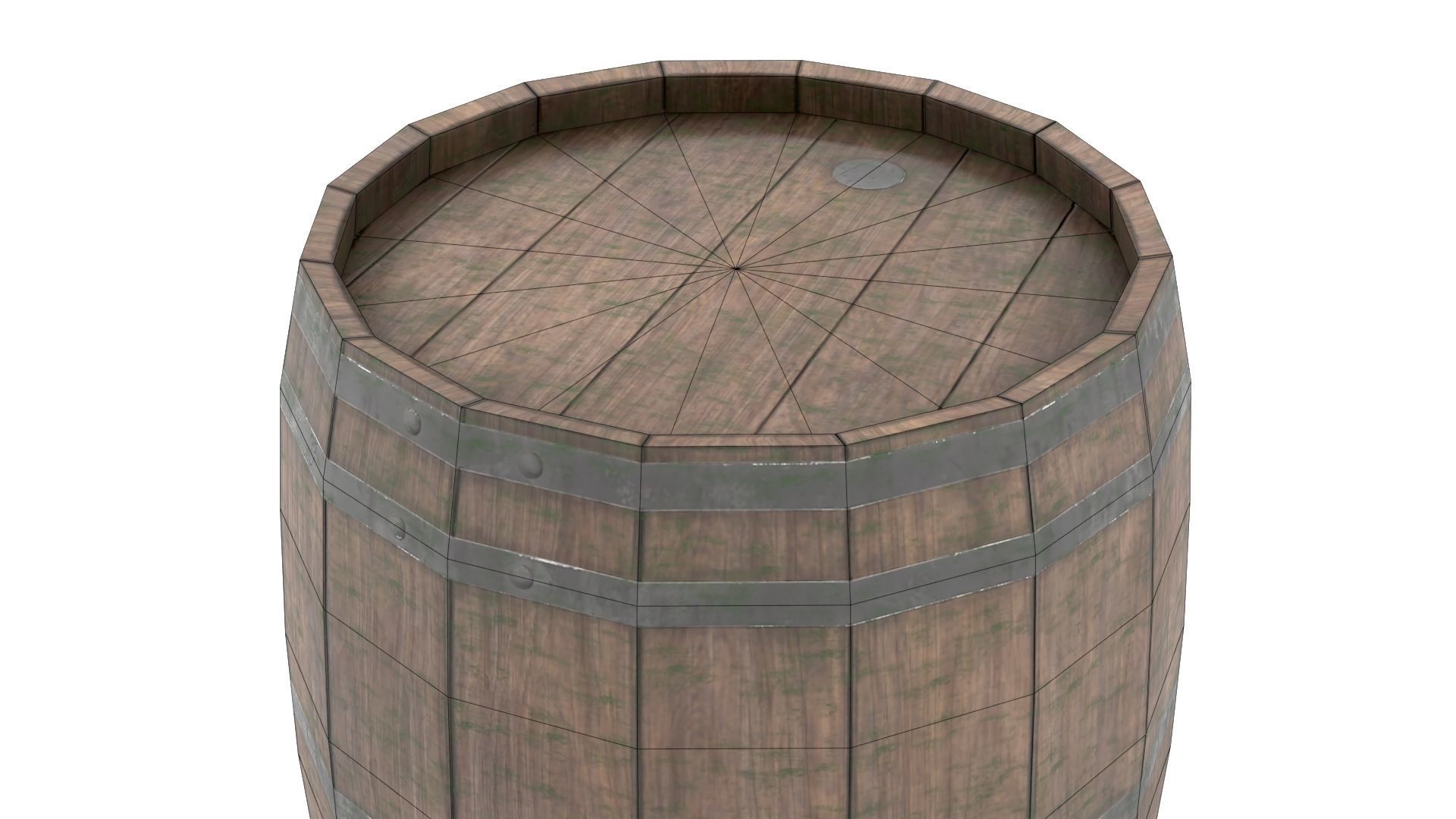 Wooden Barrel Low-poly 3D model_16