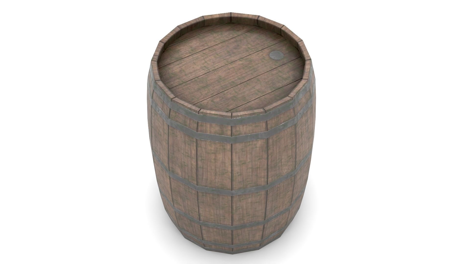 Wooden Barrel Low-poly 3D model_2