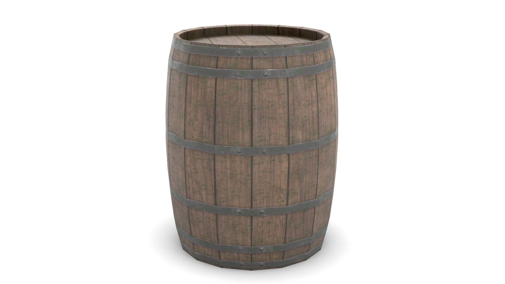 Wooden Barrel Low-poly 3D model_1