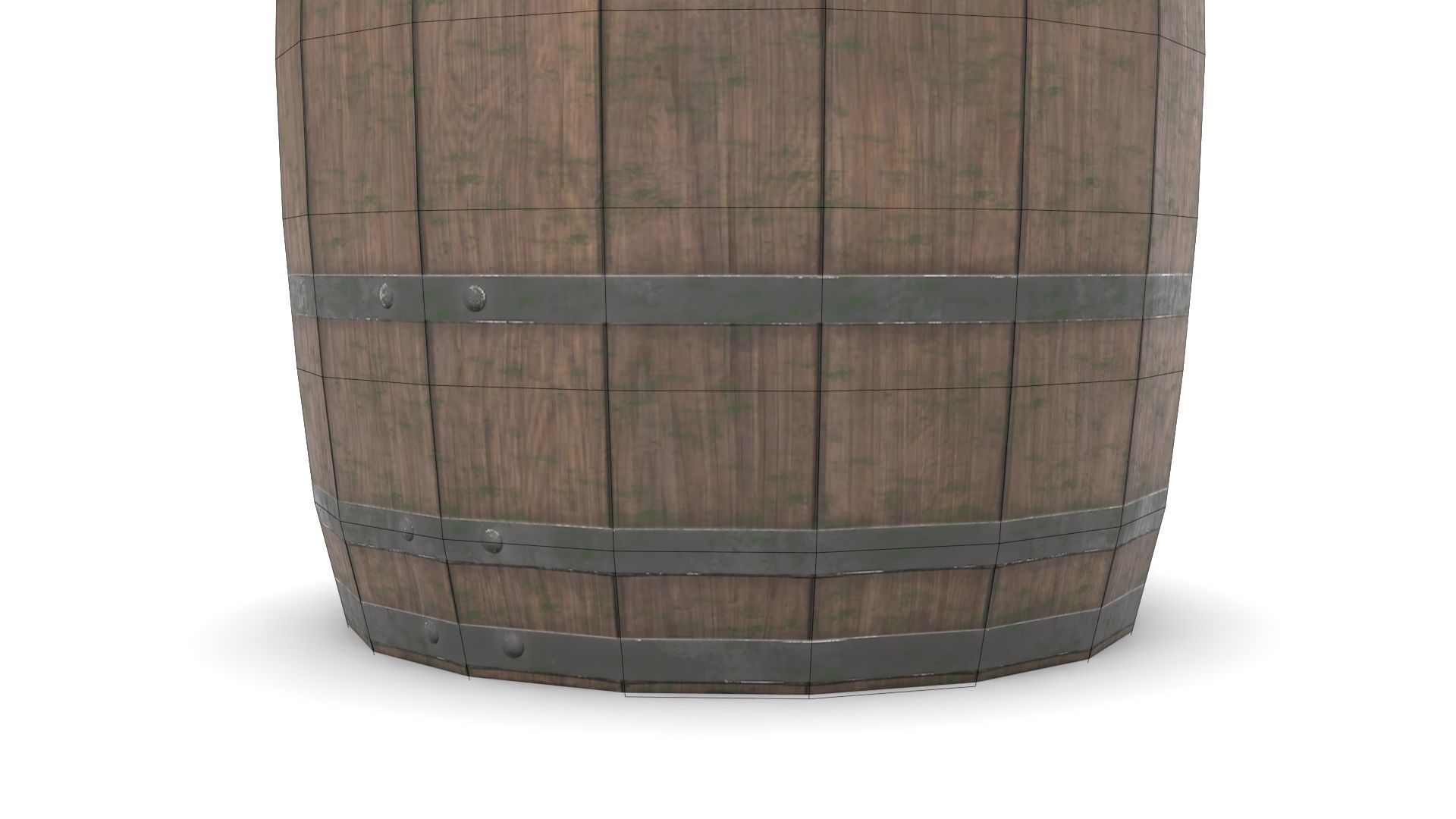 Wooden Barrel Low-poly 3D model_17