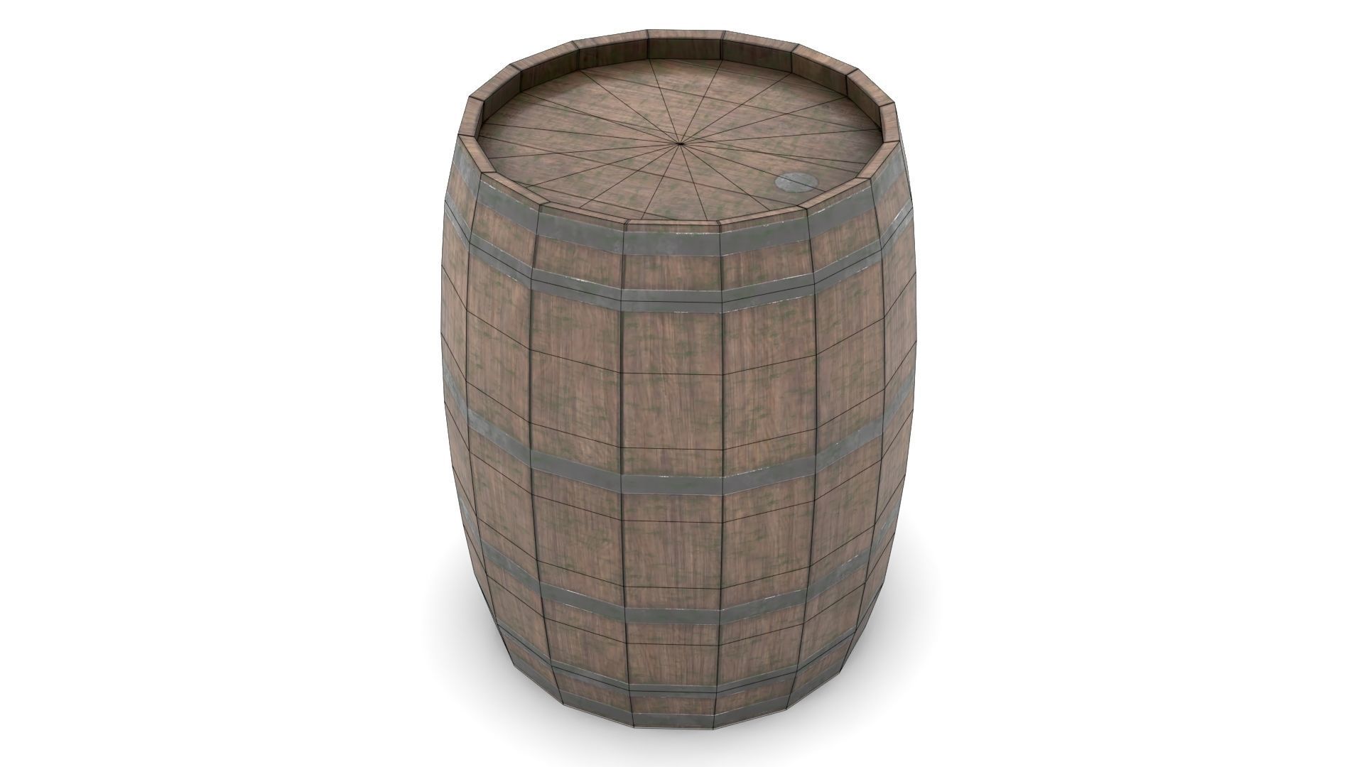 Wooden Barrel Low-poly 3D model_10