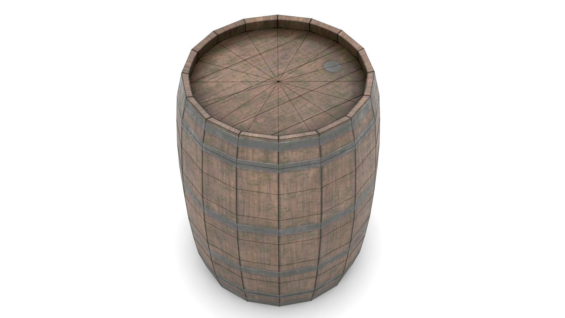 Wooden Barrel Low-poly 3D model_12