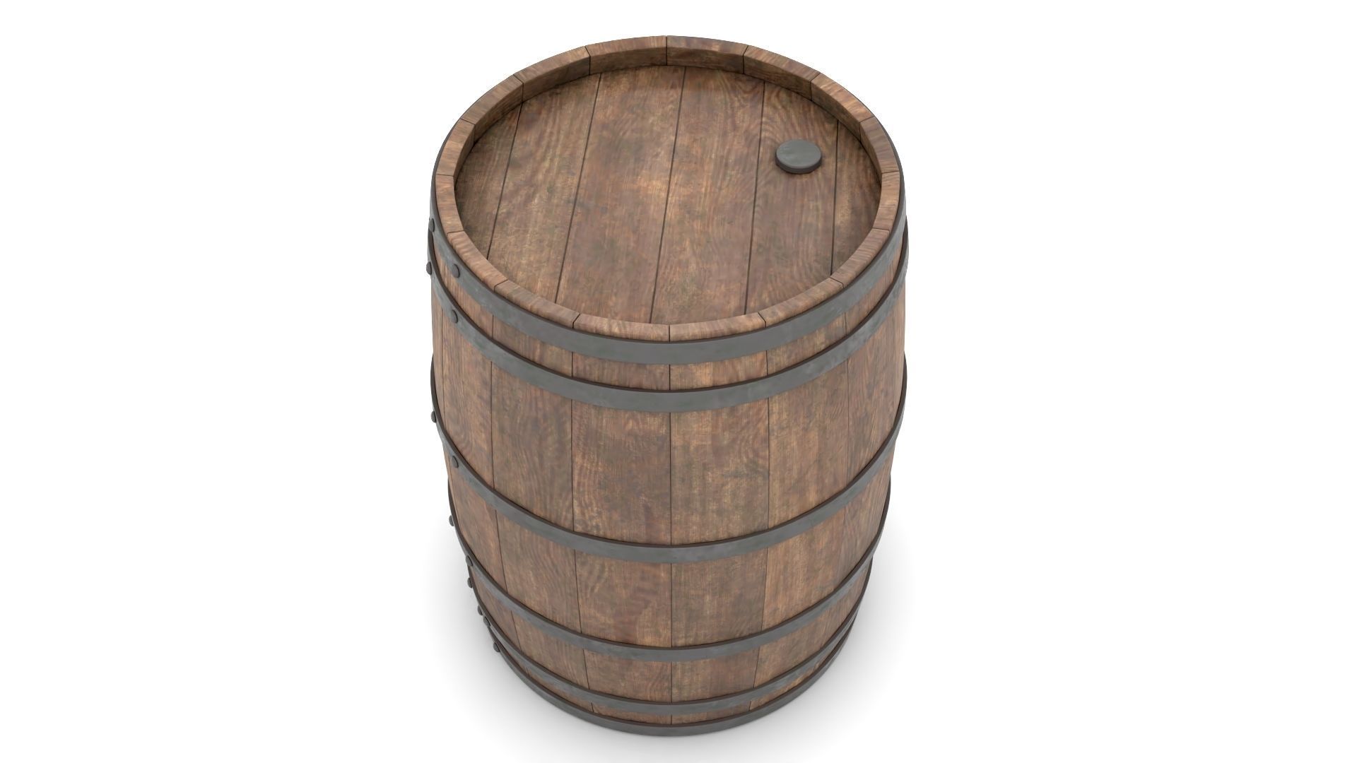 Wooden Barrel 3D model_2