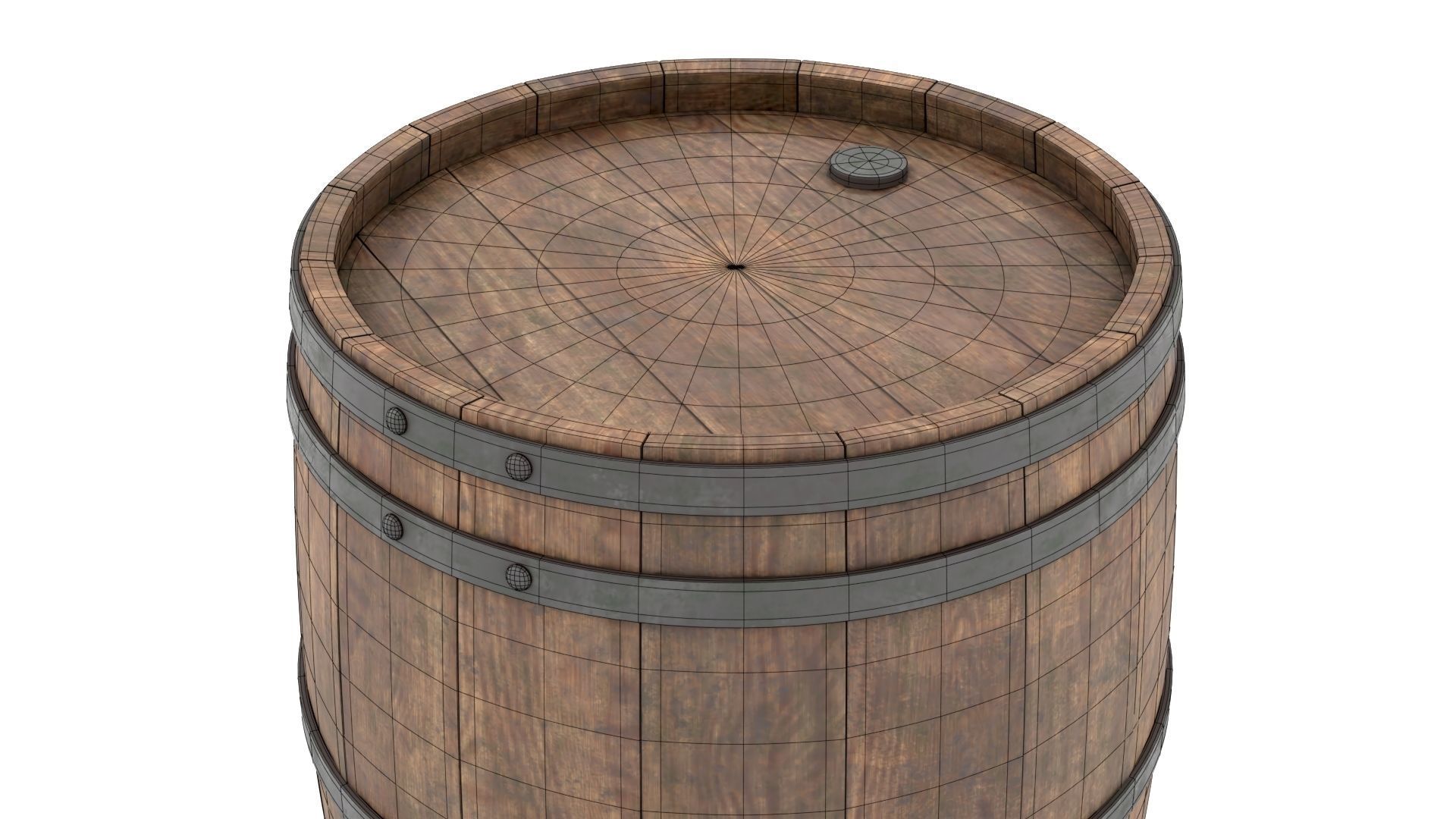 Wooden Barrel 3D model_16