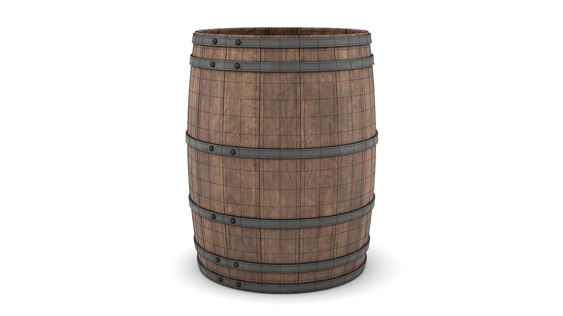 Wooden Barrel 3D model_13