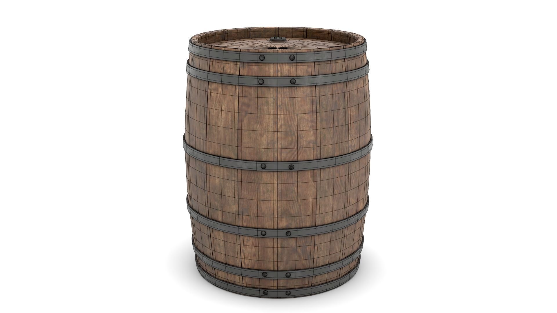 Wooden Barrel 3D model_11