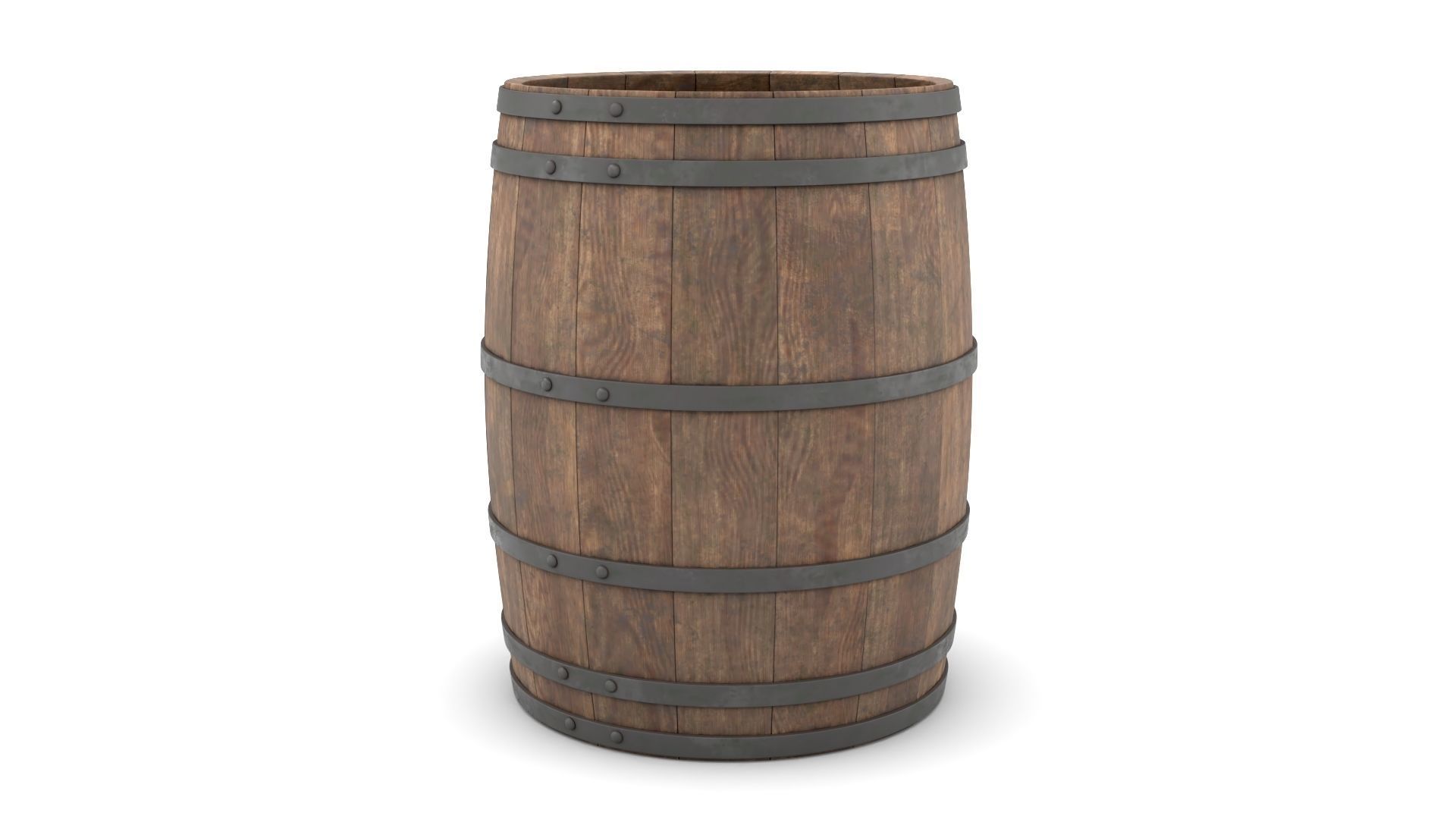 Wooden Barrel 3D model_3
