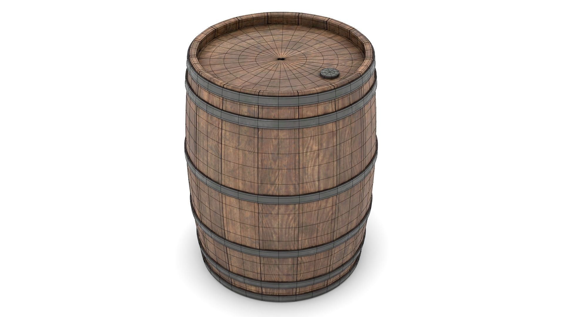 Wooden Barrel 3D model_10