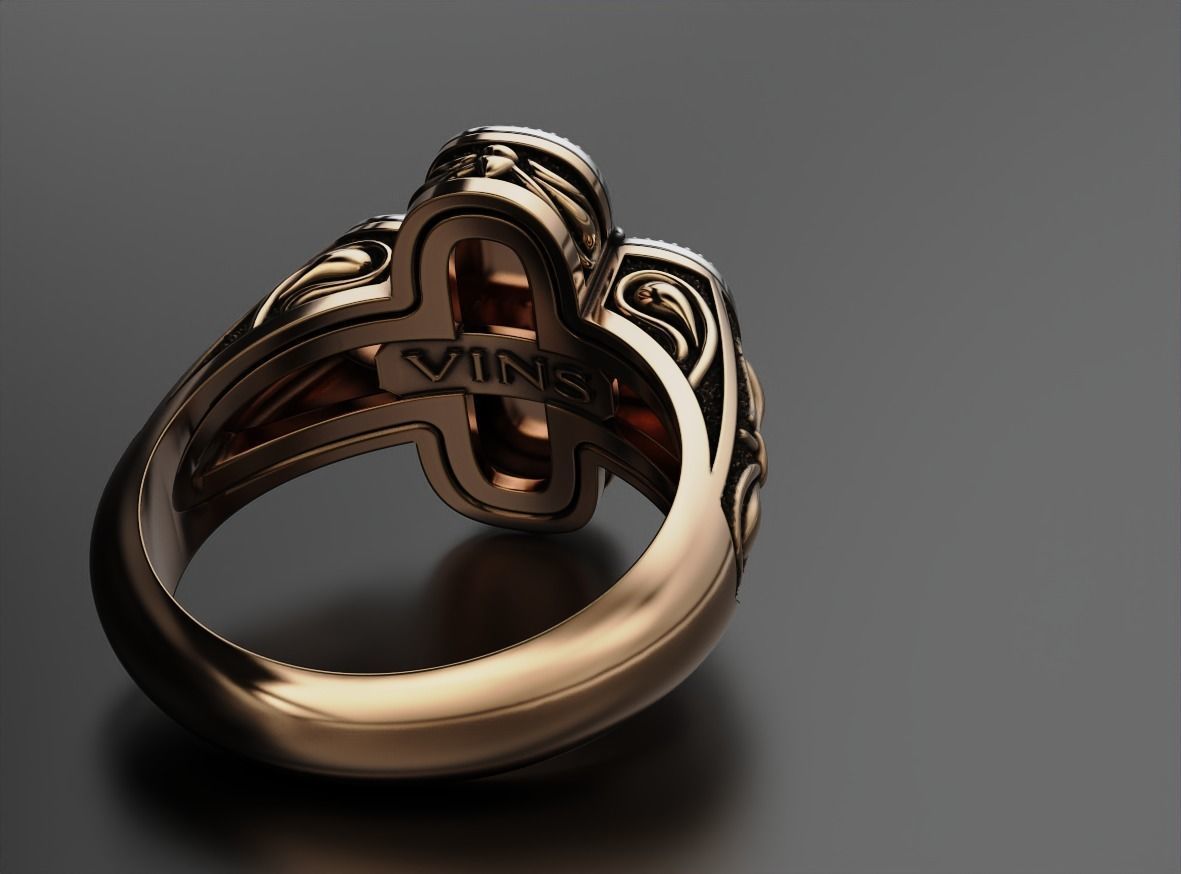 Ring with marquise and patterns 587 3D print model_17