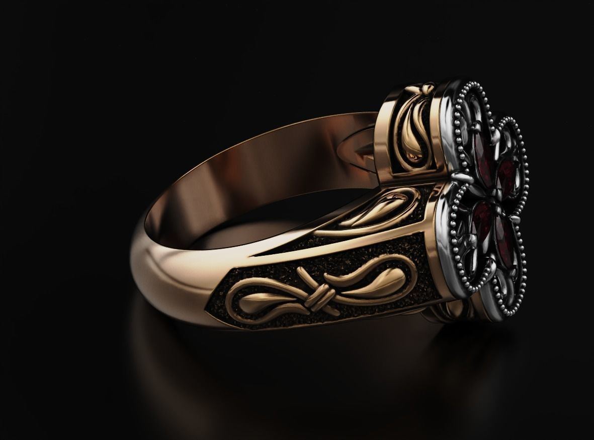 Ring with marquise and patterns 587 3D print model_16