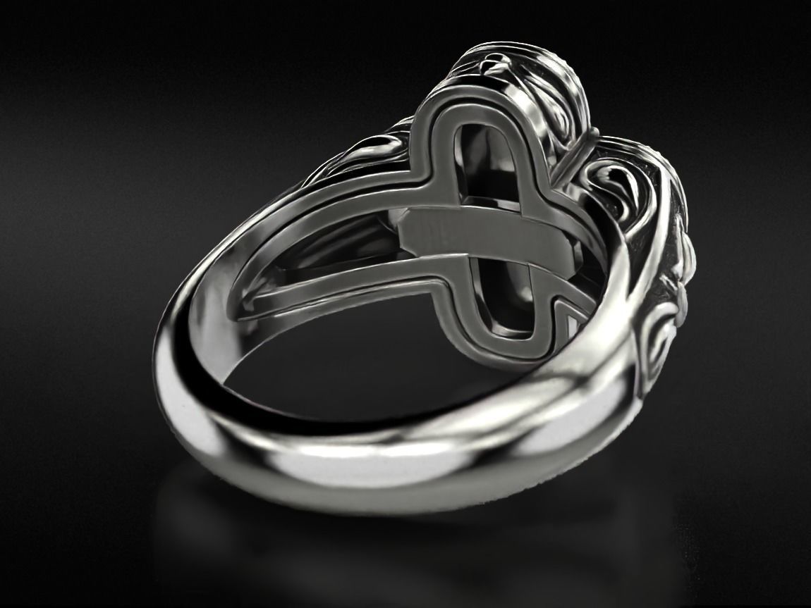 Ring with marquise and patterns 587 3D print model_1