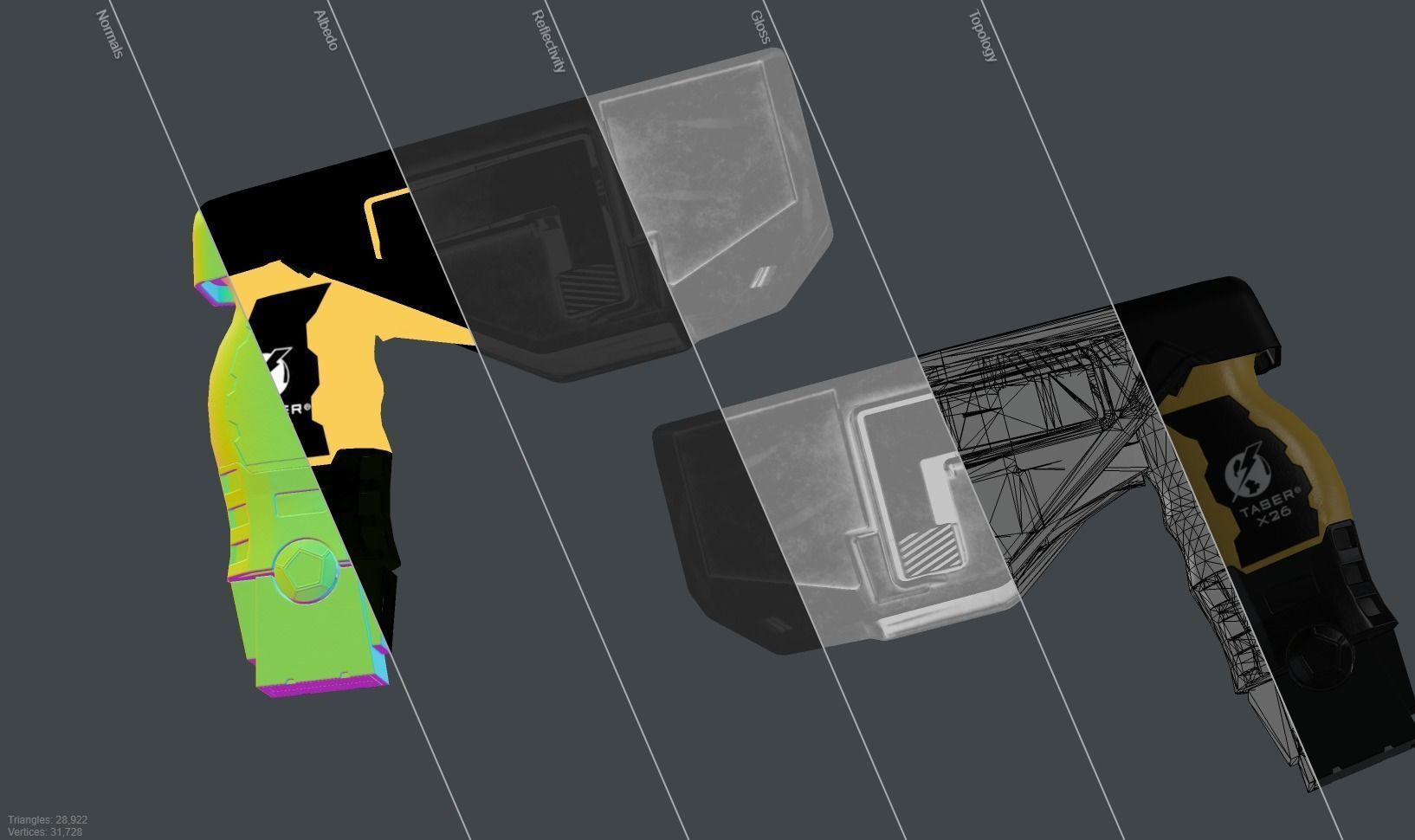 Taser Axon x26 Low-poly 3D model_9