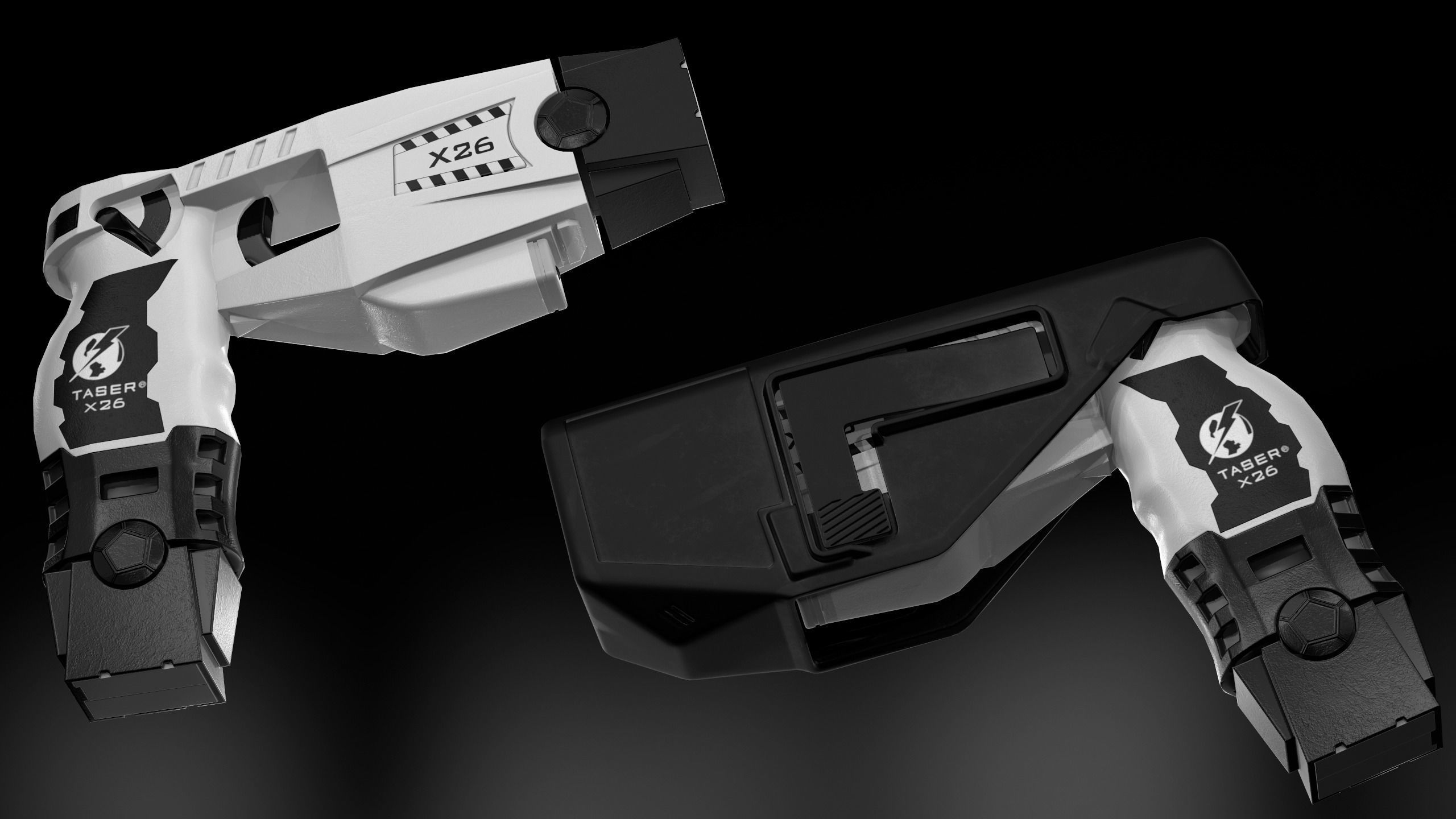 Taser Axon x26 Low-poly 3D model_4