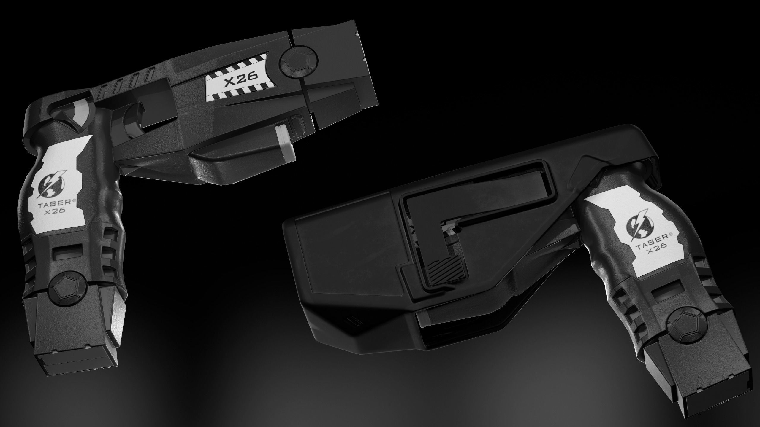 Taser Axon x26 Low-poly 3D model_7
