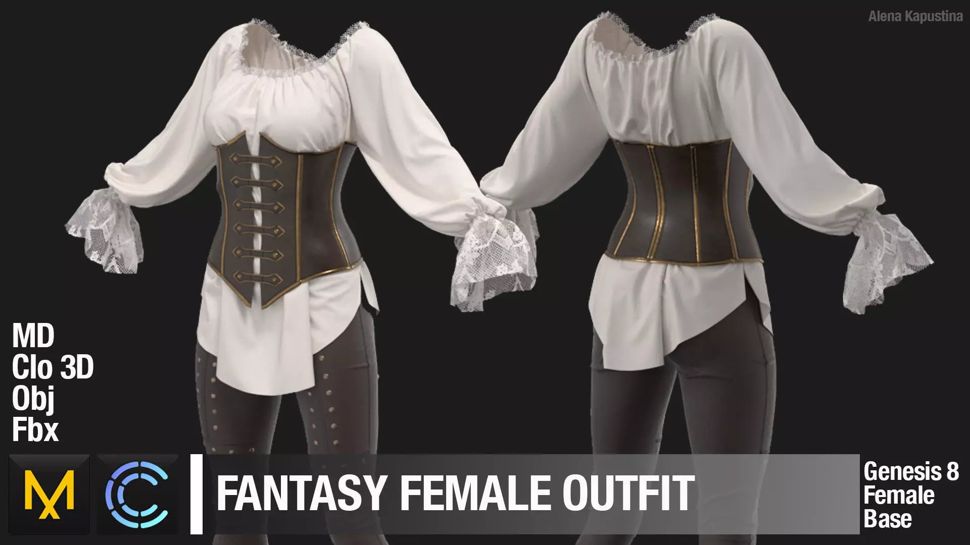 Fantasy Female Outfit 3D model_0