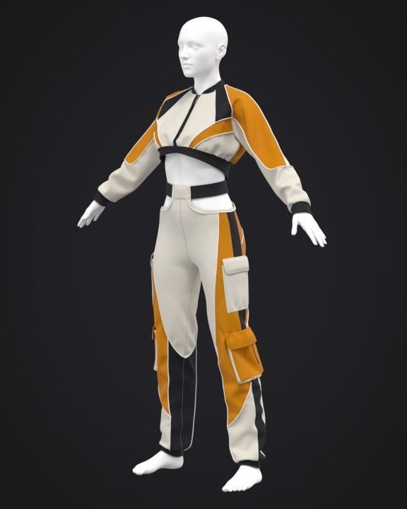 Sports female outfit 3D model_1