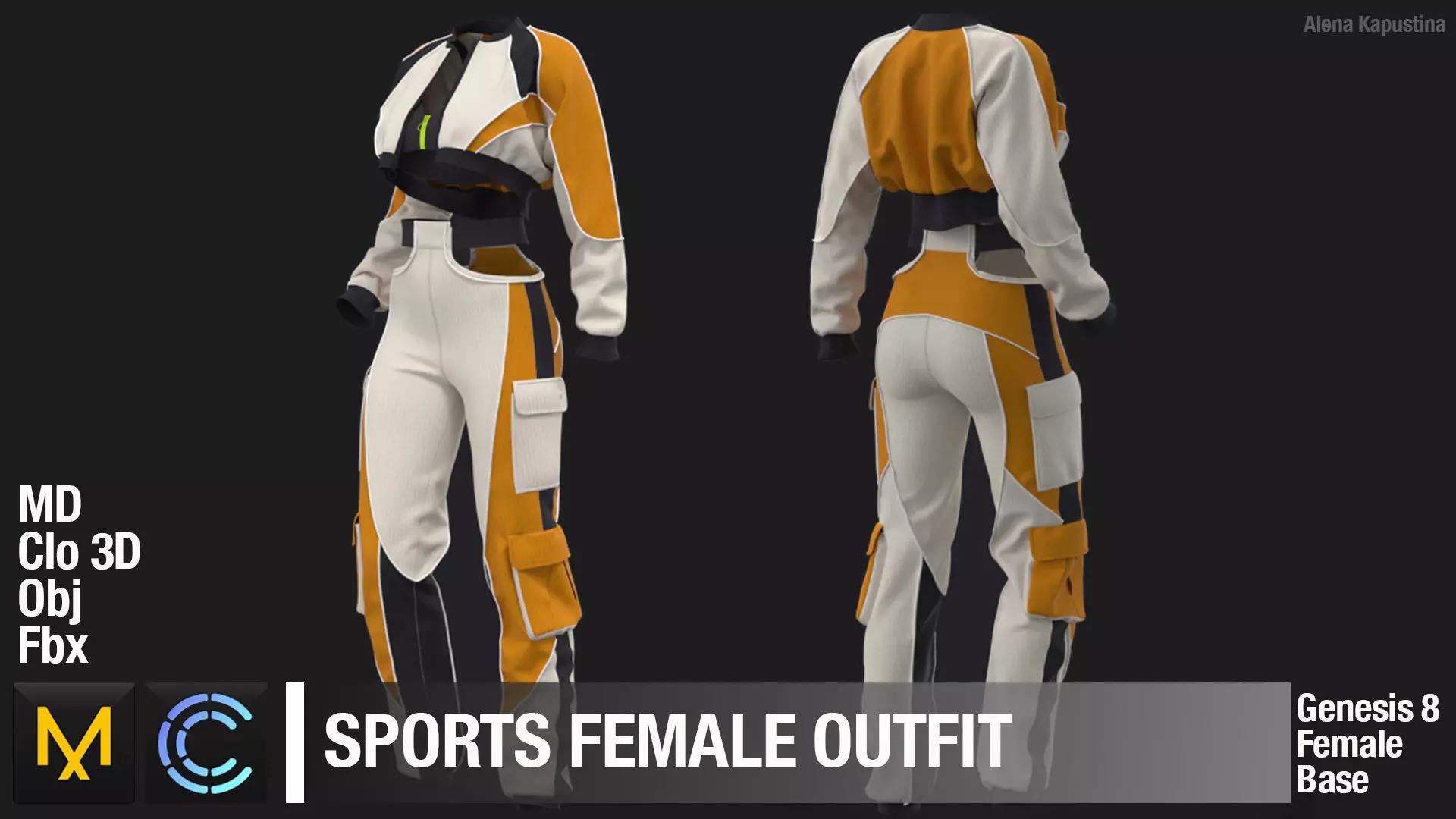 Sports female outfit 3D model_0