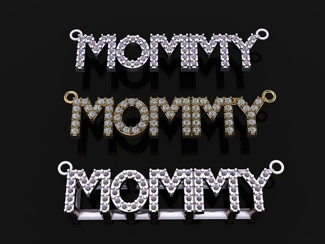MOMMY DIAMOND PENDANT NECKLACE FRAME 3D print model