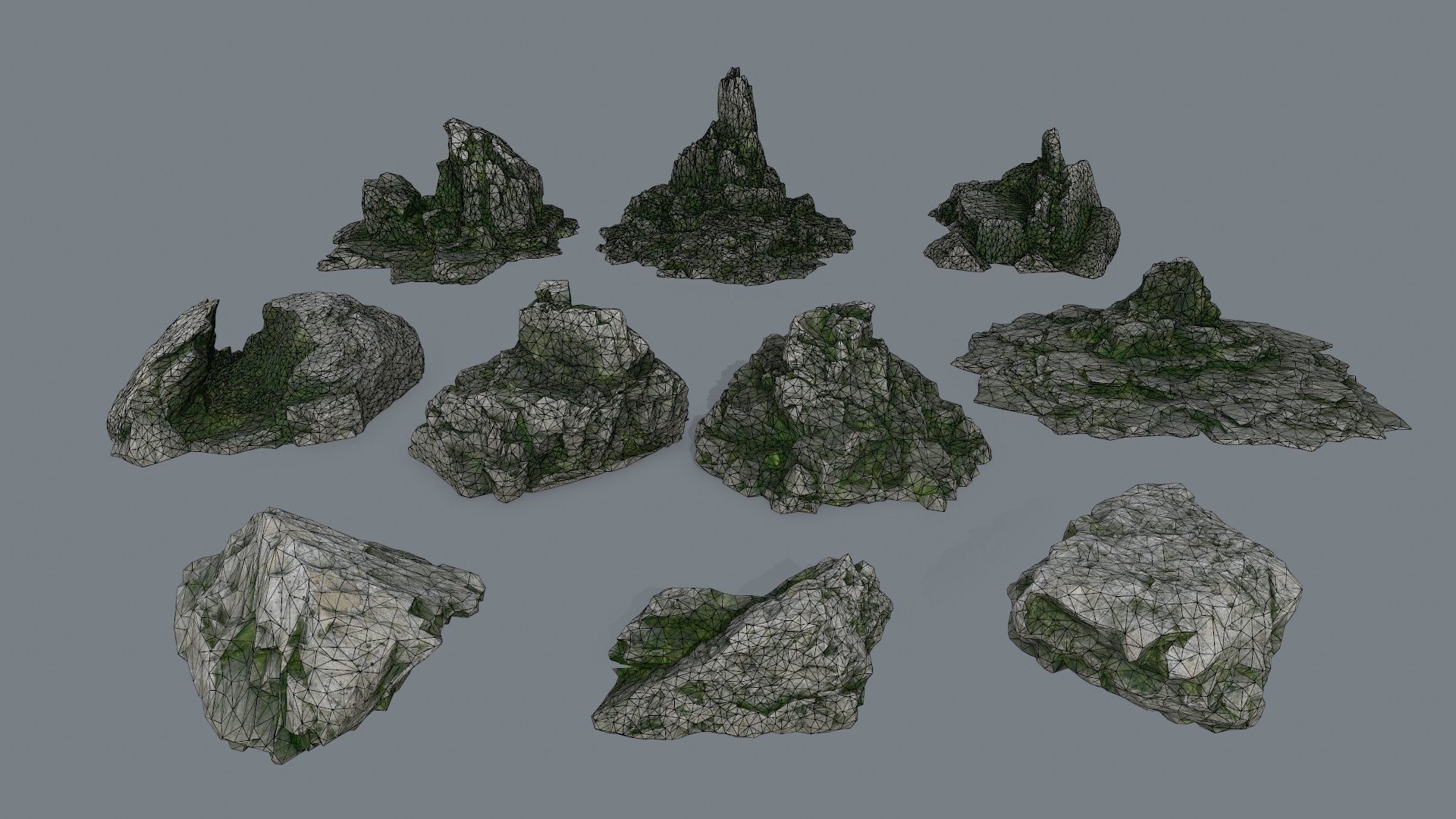 rocks rock with moss Low-poly 3D model_27
