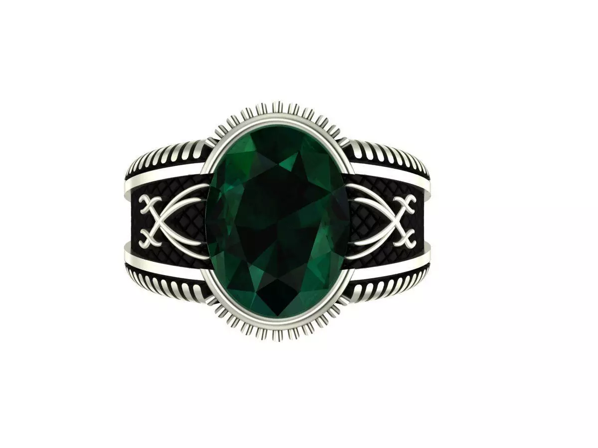 EMERALD GENTS RING 3D print model