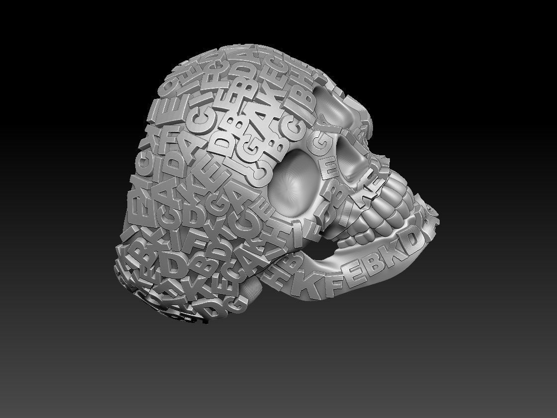 skull ring  3D print model_7