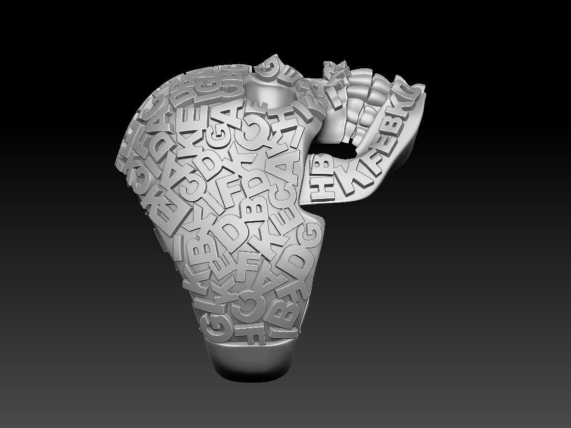 skull ring  3D print model_3
